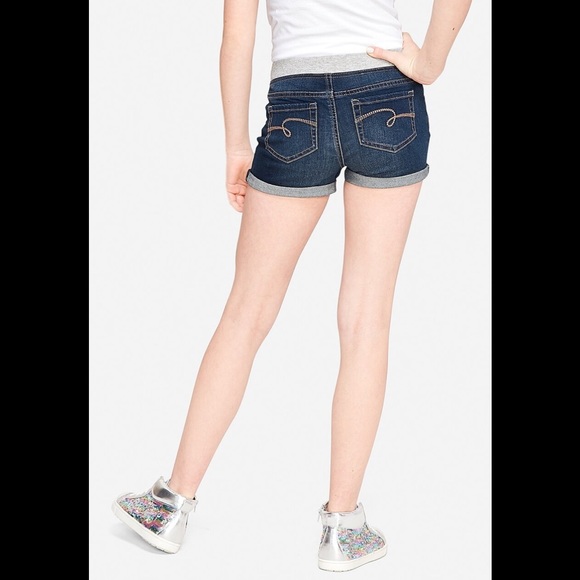 NWT JUSTICE Knit Waist Denim Midi Shorts 6 Slim - Picture 2 of 3